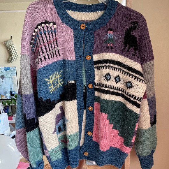 80s Hand knit wool vintage sweater - Picture 5 of 5